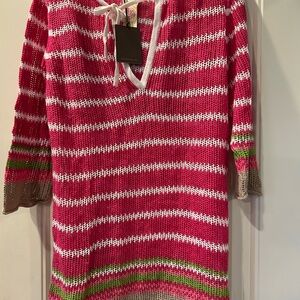 Striped Pink and Green Women's Sweater